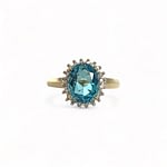 vintage entourage ring topaas en diamant 9k