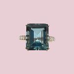 vintage ring topaas en diamant 9k goud