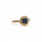 saffier en diamant ring goud retro