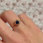 vintage cluster ring saffier en diamant 16 karaat goud