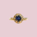 vintage ring saffier en diamant cluster