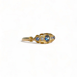 vintage ring saffier en diamant trilogie goud
