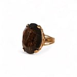 vintage rookkwarts ring groot 9k goud