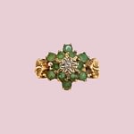 vintage smaragd diamant cluster bloem ring