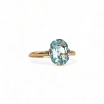 9 karaat goud ring blauwe steen rechthoekig