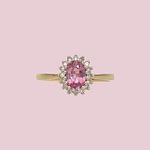 cluster ring roze saffier 9k goud