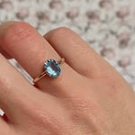 vintage ring aquamarijn blauw rechthoek