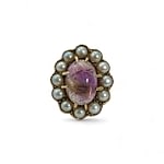 vintage ring amethist cabochon zaadparels cluster