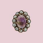 vintage ring amethist en parels cluster