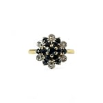 vintage ring saffier en diamant bloem cluster