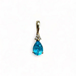 vintage ketting hanger blauwe steen topaas en diamant cluster