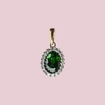 vintage cluster hanger chrome diopside en diamant halo