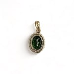 vintage cluster hanger goud groene steen chrome diopside 9k