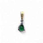 vintage druppel hanger groene synthetische smaragd en diamant