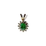 vintage hanger cluster smaragd en diamant 9k