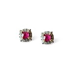 vintage oorknopjes robijn en diamant cluster goud
