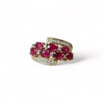 vintage ring asymmetrisch design robijn en diamant