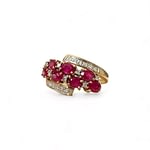 vintage ring robijn en diamant asymmetrisch 9k goud