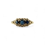 vintage ring saffier trilogie 9 karaat