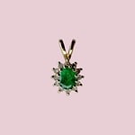 vintage smaragd en diamant cluster hanger