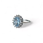 witgouden ring blauwe steen cz 9 karaat witgoud