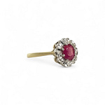 gouden vintage cluster ring robijn en diamant