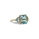 vintage ring topaas en diamant 9k goud