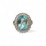 vintage ring topaas en diamant cluster