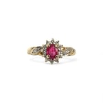 gouden ring met robijn en diamant 9k