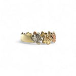 vintage ring geel wit en rose goud bloemetjes