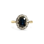 vintage ring saffier en diamant cluster goud