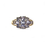 vintage gouden ring tanzaniet cluster en diamant