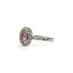 witgouden ring met roze saffier en diamanten tweedehands