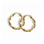 oorbellen 27 mm gedraaid ribbel design 9k goud