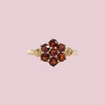 vintage ring granaat cluster bloem 9 karaat goud