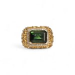 vintage ring groene toermalijn citrien en diamant 9k goud