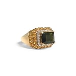 vintage ring toermalijn citrien pave van 9 karaat goud