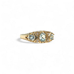 vintage trilogie ring topaas en diamant van 9 karaat goud