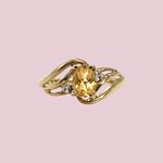 vintage ring met gele saffier en diamant 9 karaat goud