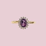 amethist en diamant cluster ring 9 karaat goud