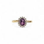 amethist en diamant cluster ring 9k goud