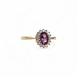 amethist en diamant gouden cluster ring