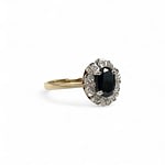 vintage entourage ring met saffier en diamant