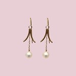 vintage parel oorbellen hangers 9k goud