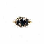vintage ring met saffier trilogie 9kt goud