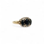 vintage ring met saffier trilogie goud