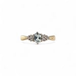 vintage ring aquamarijn en diamant van 9 karaat goud