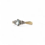 vintage ring aquamarijn en diamant van 9k goud