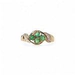 vintage ring smaragd cluster en diamantjes van 9 karaat goud