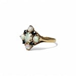 vintage cluster ring opaal en saffier 9k